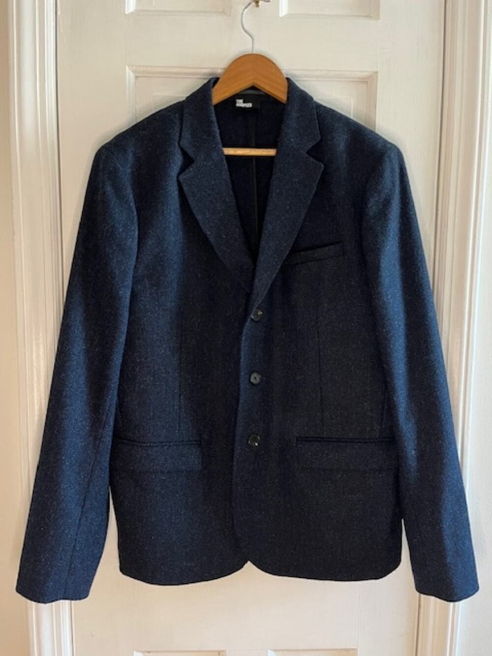 Kooples Blue Wool Herringbone Blazer EU Size 48, US 38